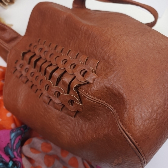 Anthropologie Camel Tan Brown Leather Hobo Tote - Picture 10 of 15